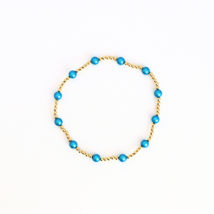 CLASSIC 2mm Gold, 4mm Turquoise Pearl Bracelet