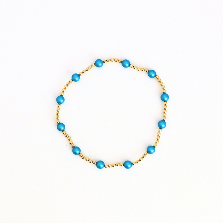 CLASSIC 2mm Gold, 4mm Turquoise Pearl Bracelet