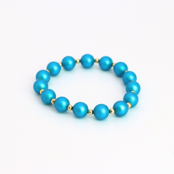 GRACE 8mm Turquoise Pearl, 3mm Gold Bracelet