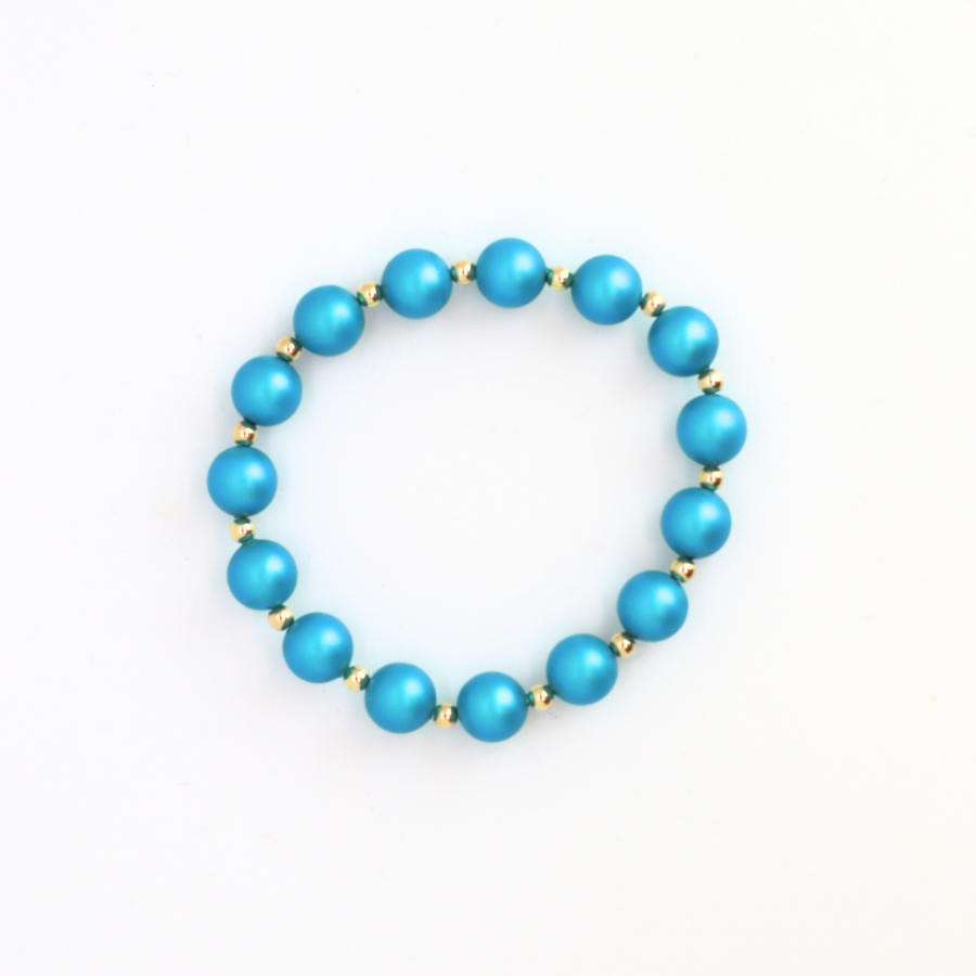 GRACE 8mm Turquoise Pearl, 3mm Gold Bracelet