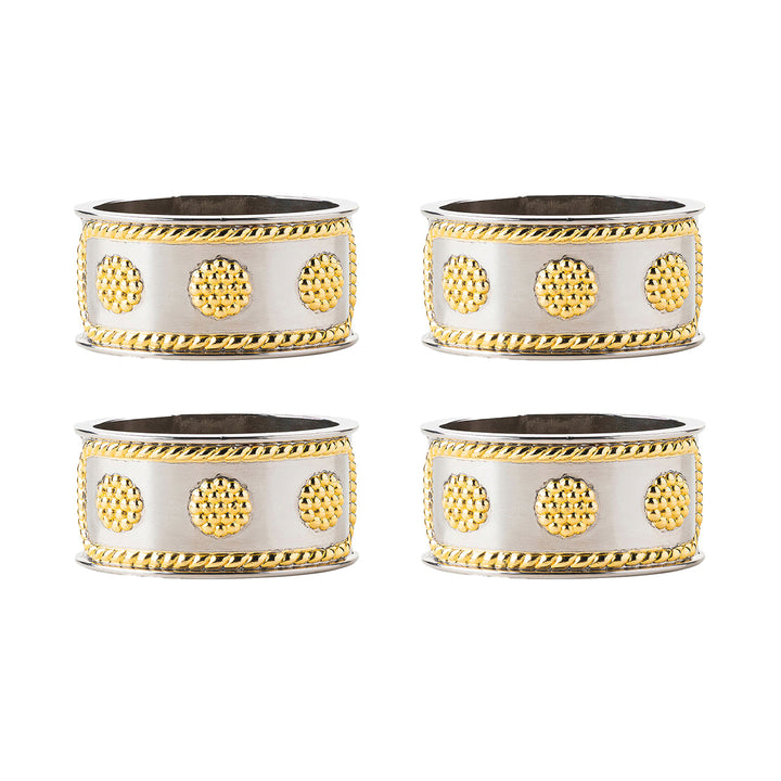 Berry &amp; Thread Napkin Ring Set/4 - Silver/Gold