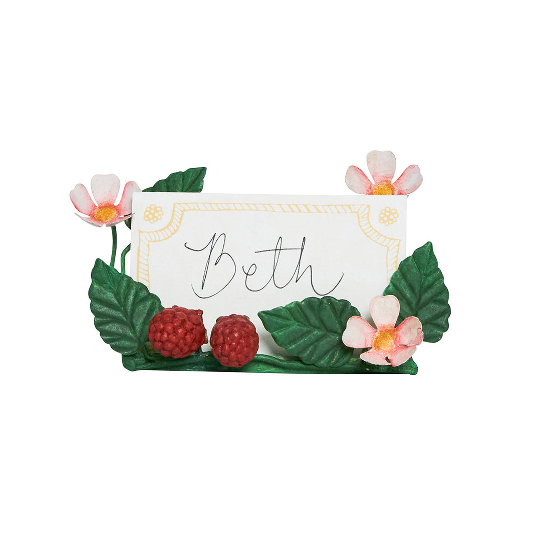 Meadow Walk Raspberries Place Card Holder Set/4 - Multi