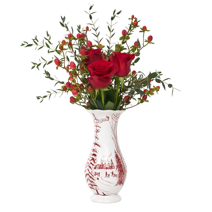 Country Estate Winter Frolic 9" Vase - Ruby