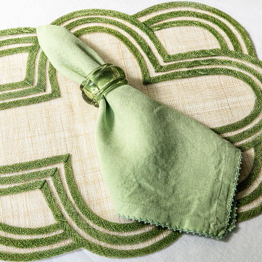 Berry Scallop Napkin Set/4 - Light Green