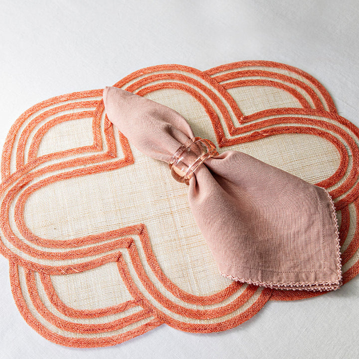 Scallop Stripe Placemat - Coral