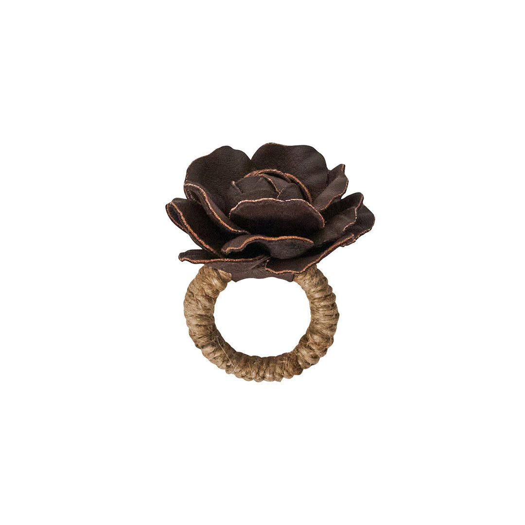 Camellia Napkin Ring Set/4 - Brown