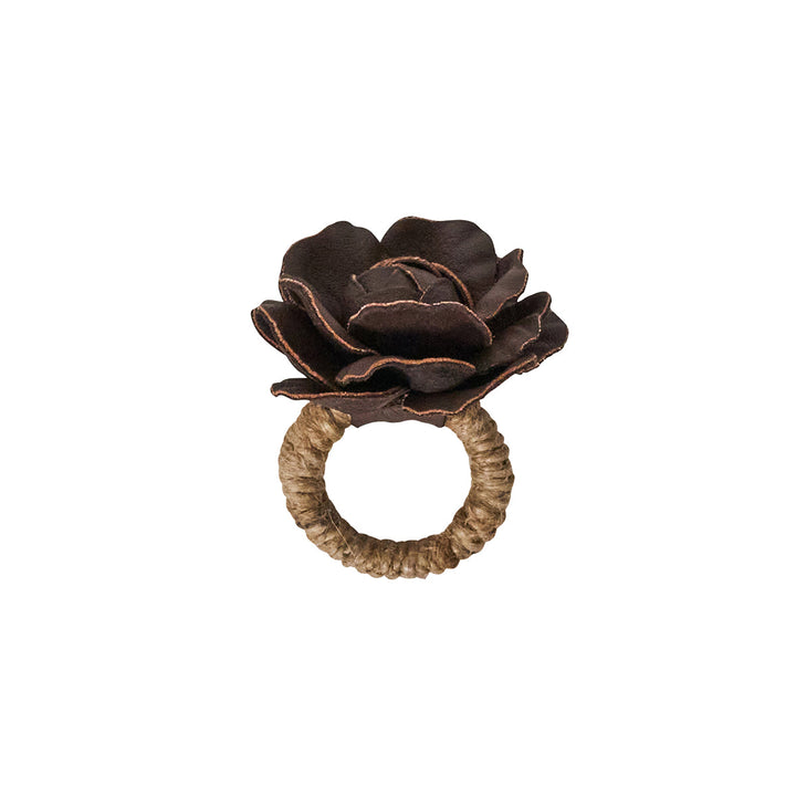 Camellia Napkin Ring Set/4 - Brown