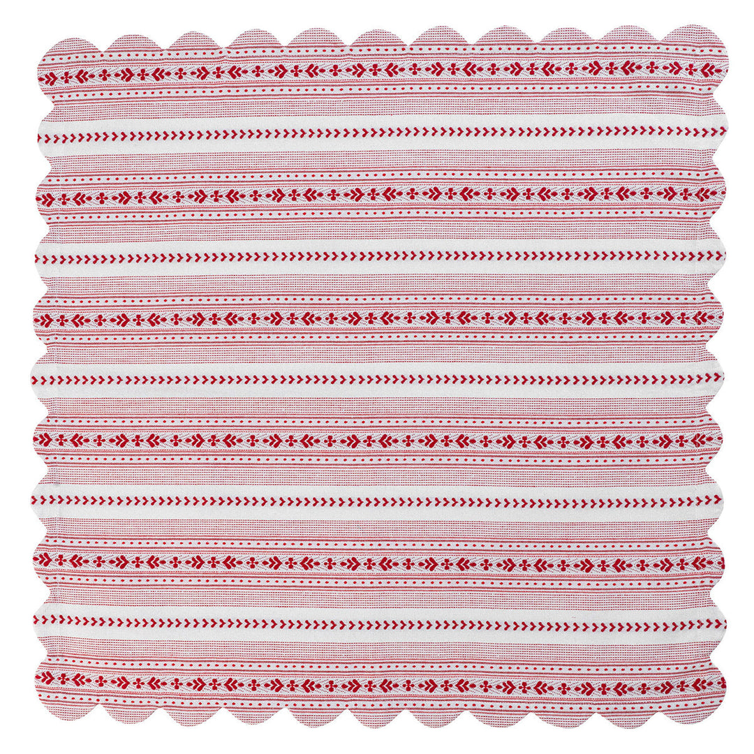 Villa Stripe 52" Square Tablecloth - Ruby