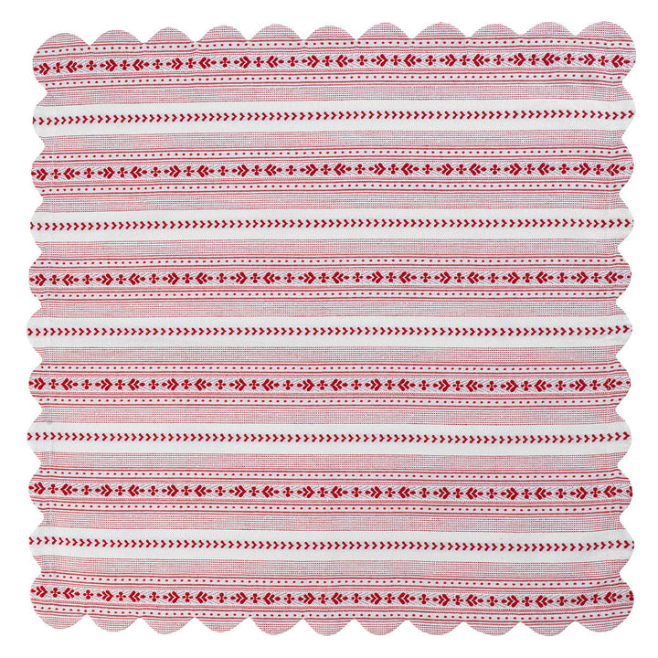 Villa Stripe 52" Square Tablecloth - Ruby
