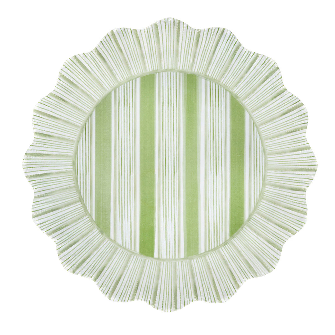 Cabana Stripe Melamine Dinner Plate Set/4 - Seagrass