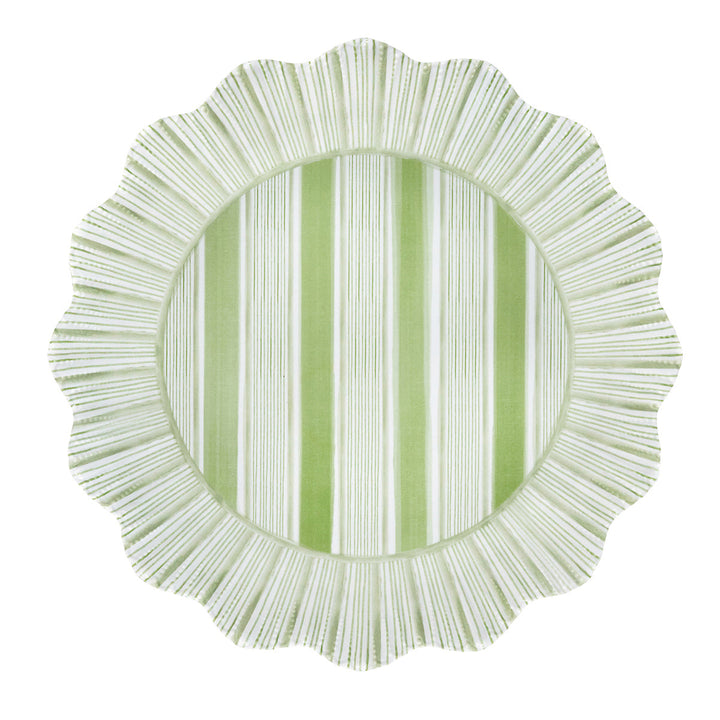 Cabana Stripe Melamine Dinner Plate Set/4 - Seagrass