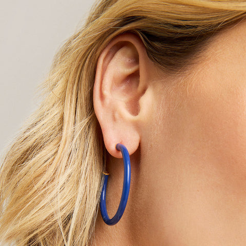 Midi Dune Hoops - Gold / Classic Blue