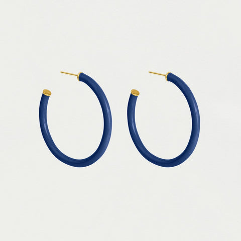 Midi Dune Hoops - Gold / Classic Blue