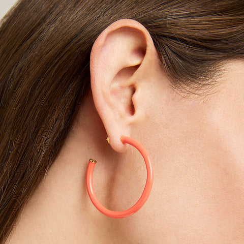 Midi Dune Hoops - Gold / Fusion Coral