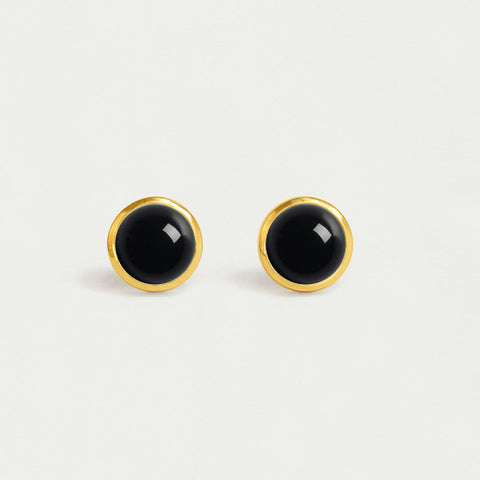 Forme Midi Knockout Studs - Gold / Black Onyx