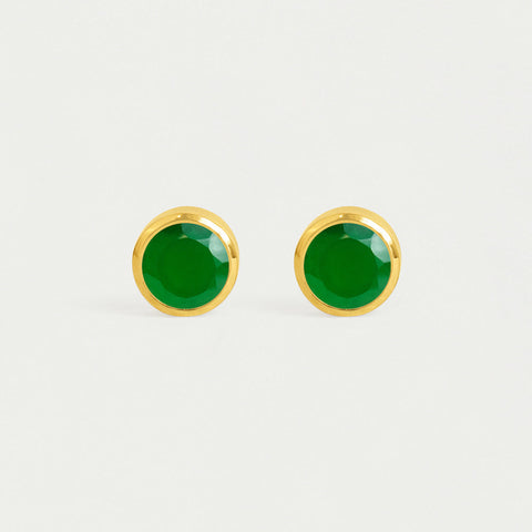 Signature Midi Knockout Studs - Gold / Green Onyx