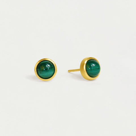 Signature Midi Knockout Studs - Gold / Malachite