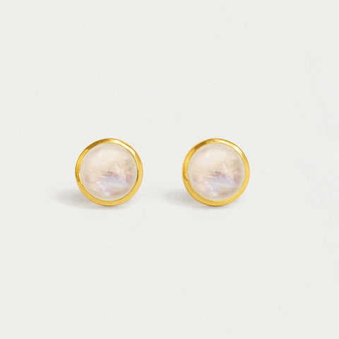 Forme Midi Knockout Studs - Gold / Rainbow Moonstone