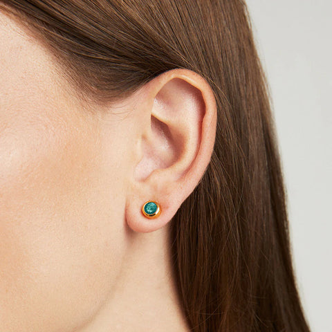 Signature Small Knockout Studs - Gold / Paraiba Blue