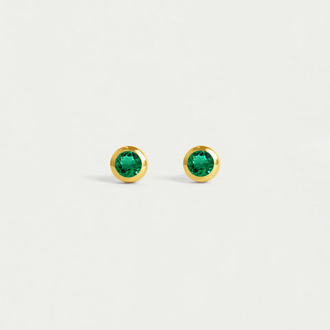 Mini Birthstone Studs - Gold / Emerald
