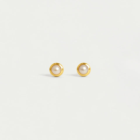 Mini Birthstone Studs - Gold / Pearl