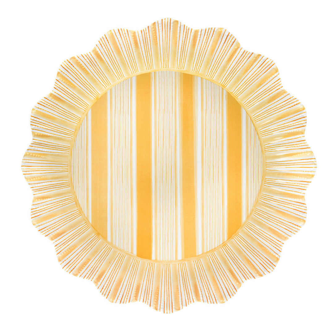 Cabana Stripe Melamine Dinner Plate Set/4 - Sunshine