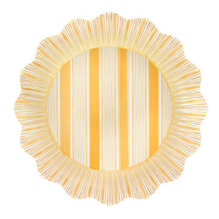 Cabana Stripe Melamine Dinner Plate Set/4 - Sunshine