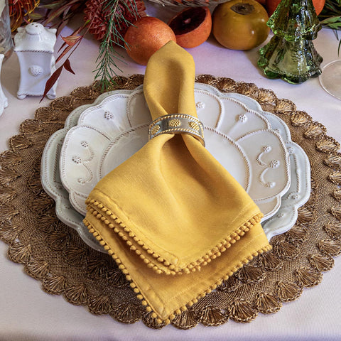 Berry Trim Napkin Set/4 - Saffron