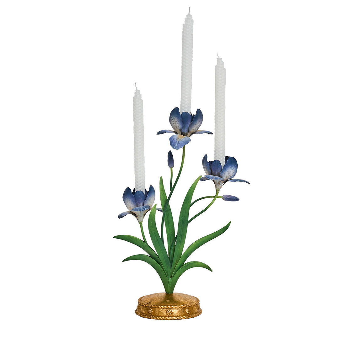 Meadow Walk Iris 14" Centerpiece Candelabra - Chambray