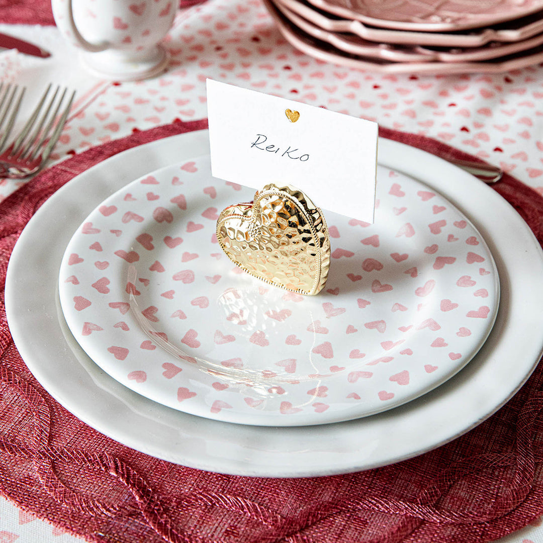 Berry &amp; Thread Heart Place Card Holder Set/4 - Gold