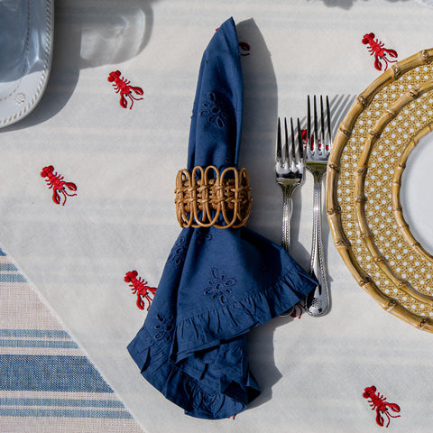 Eyelet Napkin Set/4 - Navy