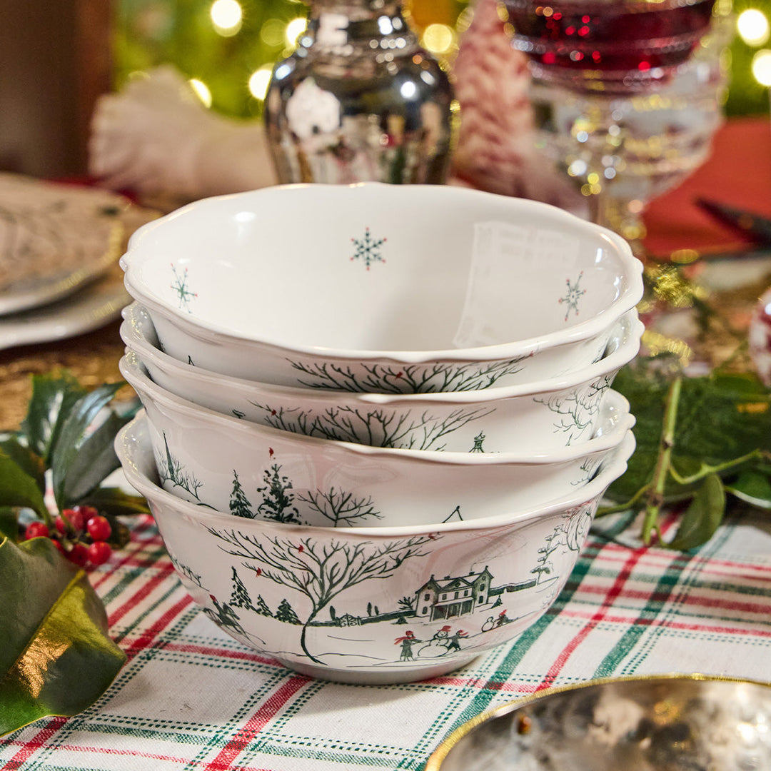 Country Estate Winter Frolic Cereal/Ice Cream Bowl - Evergreen