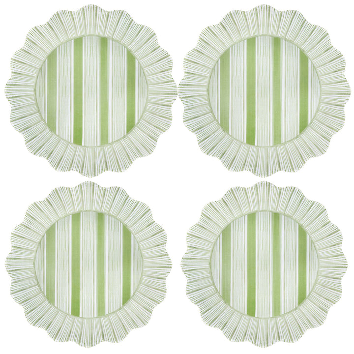 Cabana Stripe Melamine Dinner Plate Set/4 - Seagrass