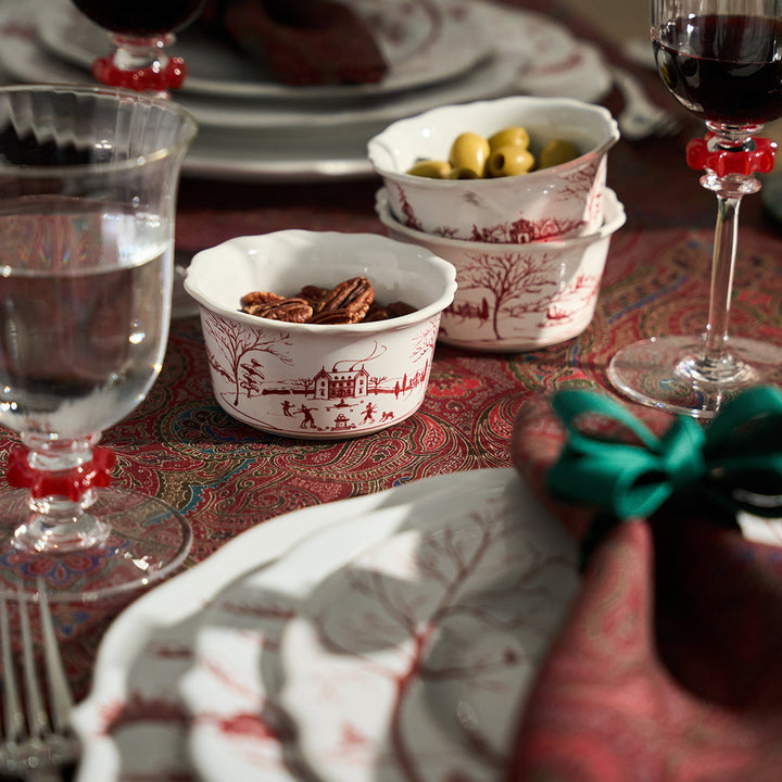 Country Estate Winter Frolic Ramekin - Ruby