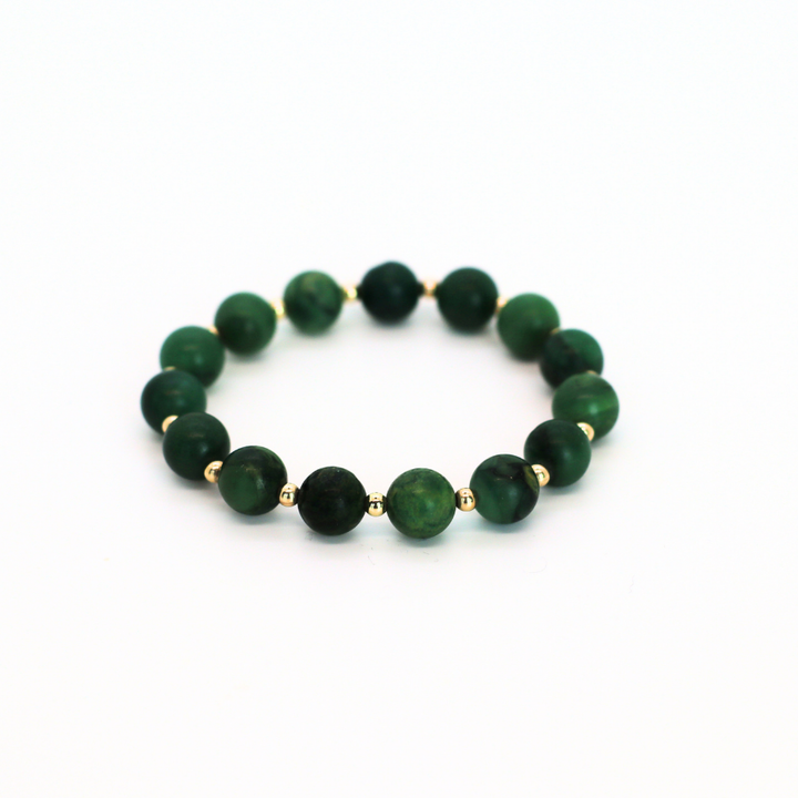 Green Onyx &amp; Gold, 8mm Bracelet