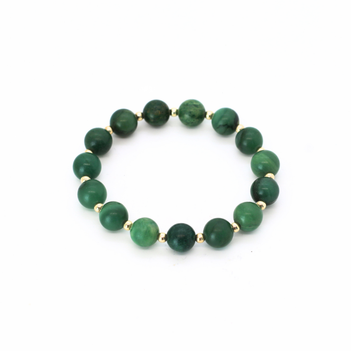 Green Onyx &amp; Gold, 8mm Bracelet