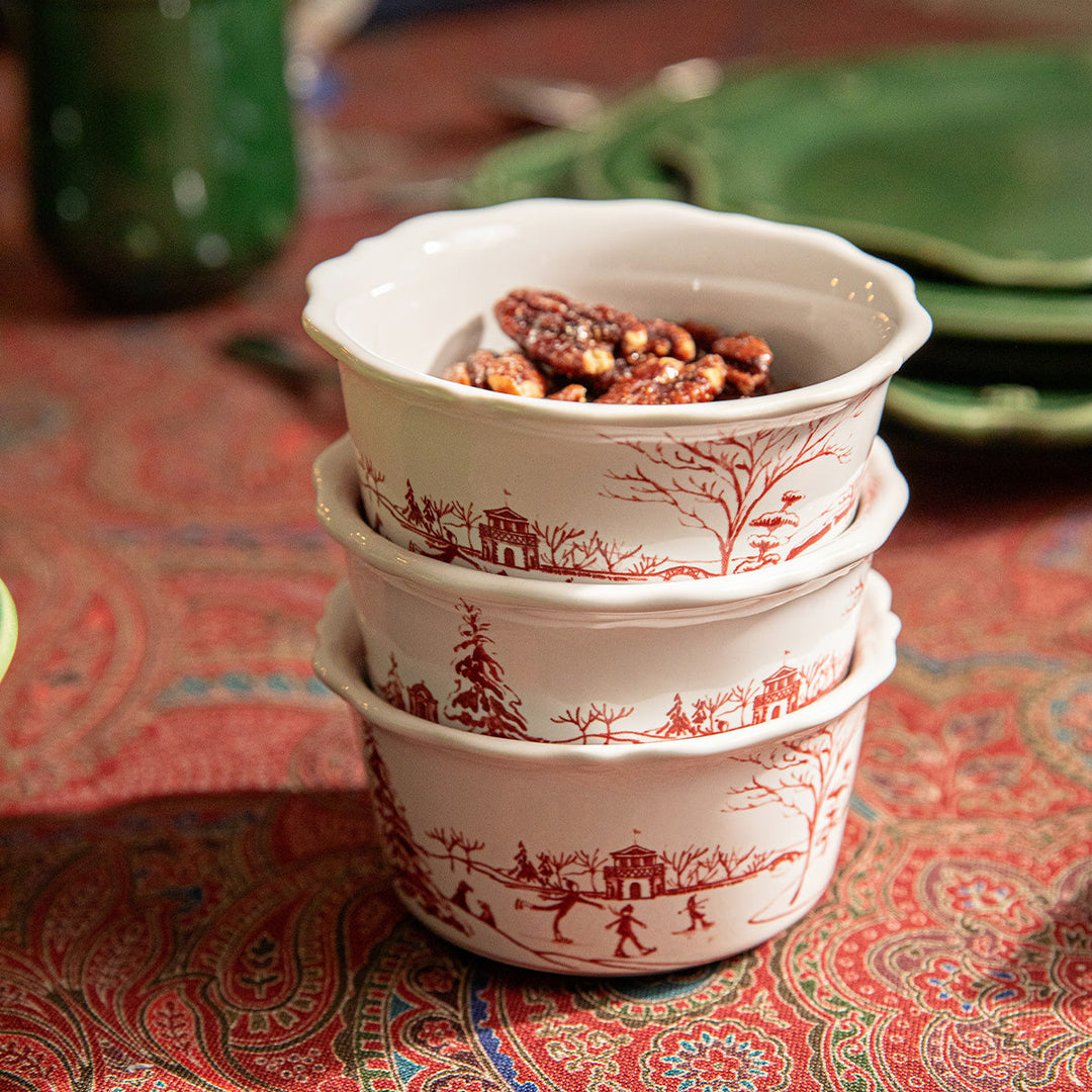 Country Estate Winter Frolic Ramekin - Ruby