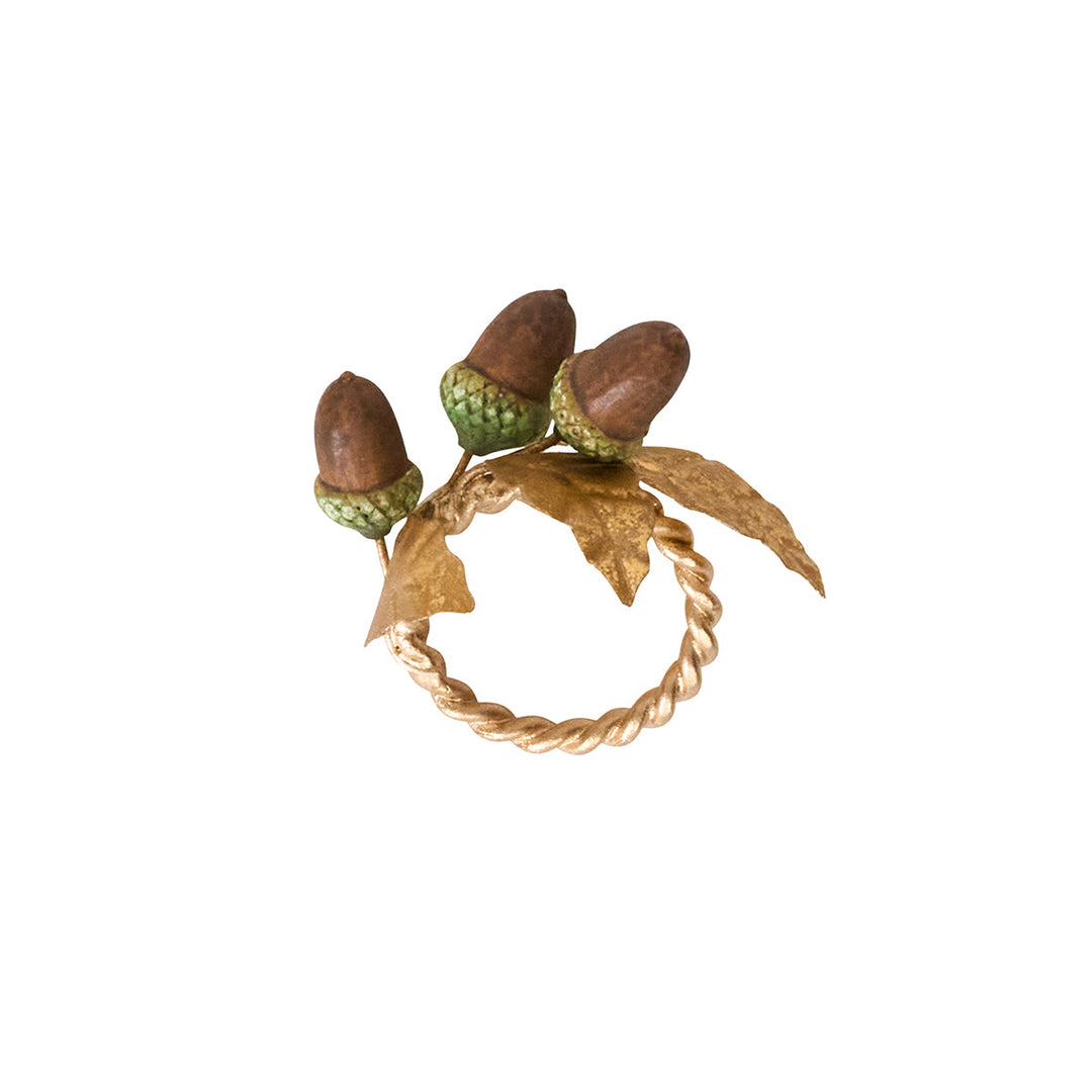 Forest Walk Acorn Napkin Ring Set/4 - Multi