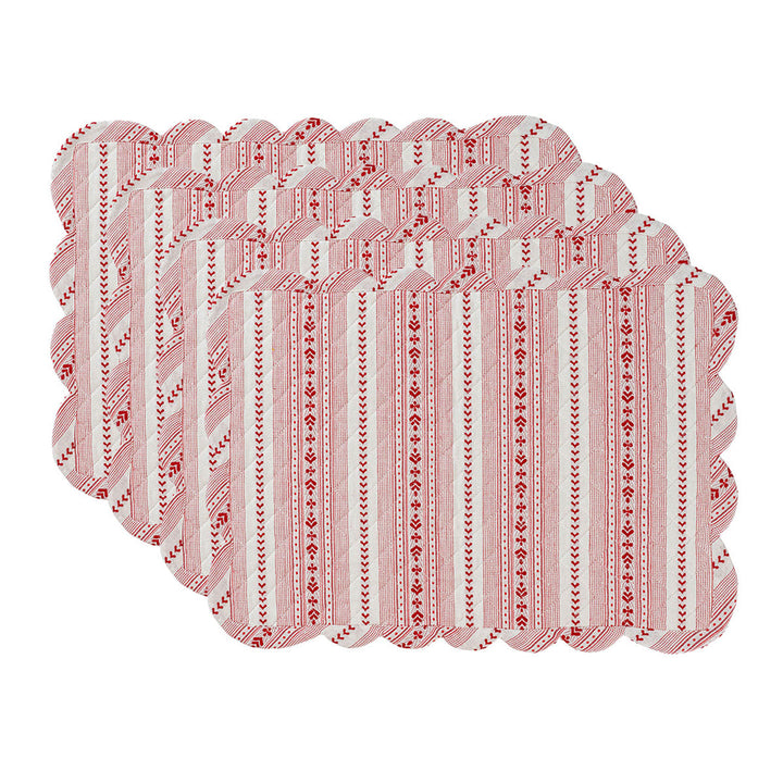 Villa Stripe Quilted Placemat Set/4 - Red