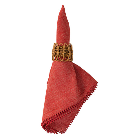 Berry Trim Napkin Set/4 - Red