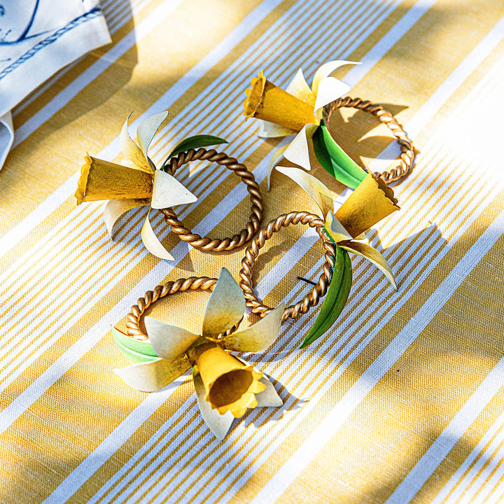 Meadow Walk Daffodil Napkin Ring, Set/4 - Yellow