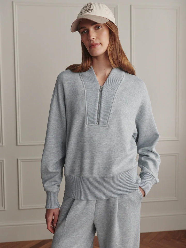 Sally Half Zip Sweat (Blue Green Marl)