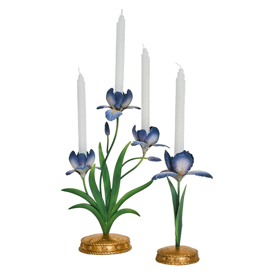 Meadow Walk Iris 9" Candlestick - Chambray