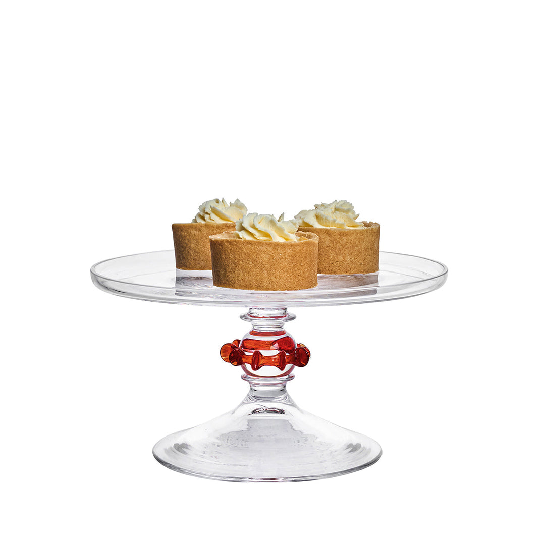 Nell Ruffle Petite Cake Dome &amp; Stand Set - Ruby