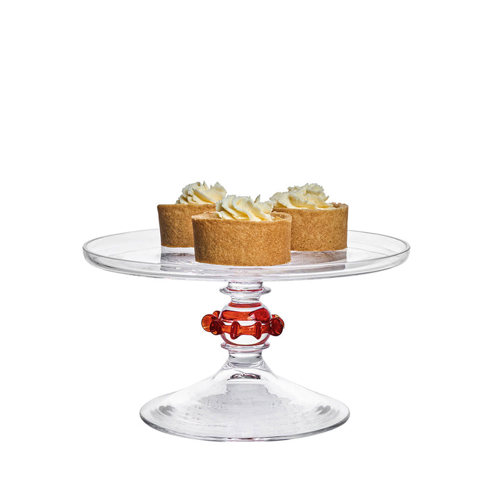 Nell Ruffle Petite Cake Dome &amp; Stand Set - Ruby