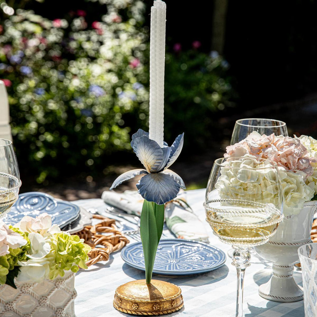 Meadow Walk Iris 9" Candlestick - Chambray