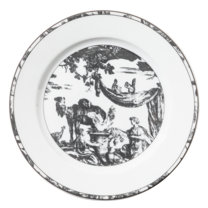 Toile de Jouy, Plate: The Four Parts of the World, Dark Gray, Set of 4