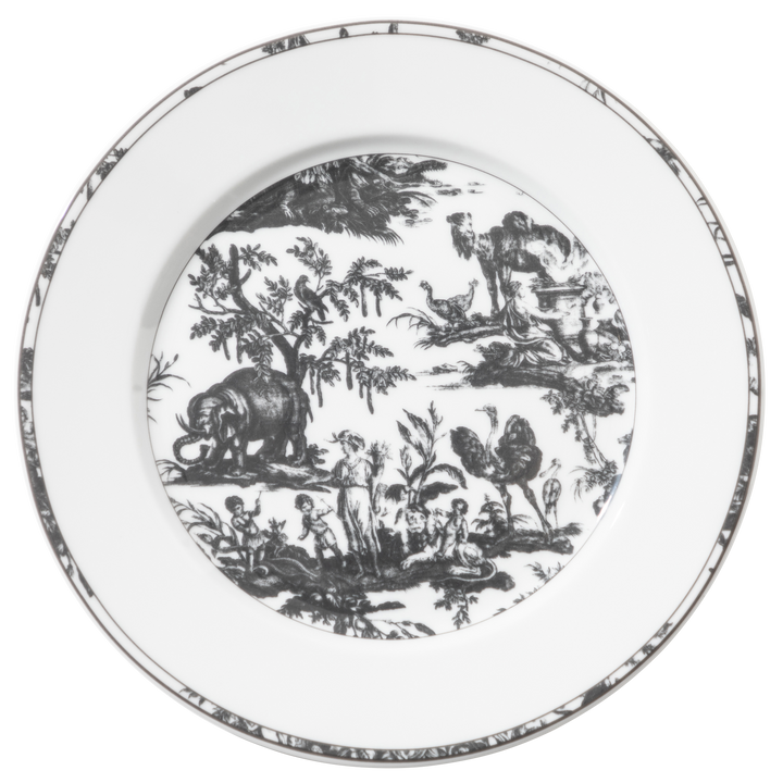 Toile de Jouy, Plate: The Four Parts of the World, Dark Gray, Set of 4