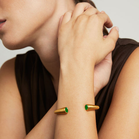 Knockout Cuff - Gold / Green Onyx