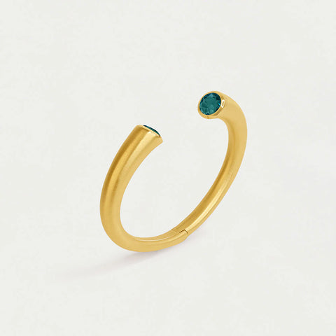 Signature Hinge Twin Cuff - Gold / Paraiba Blue